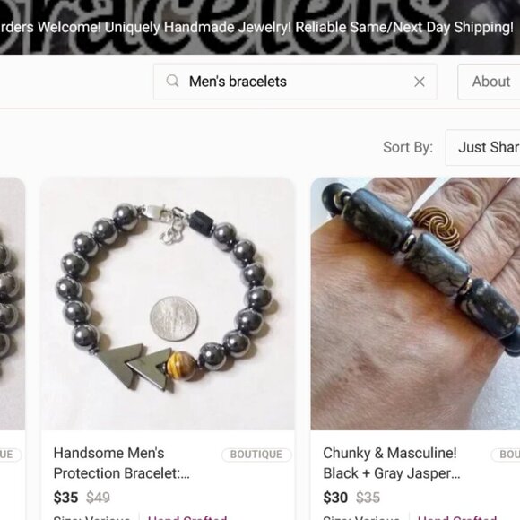 Gifts for Men!!! Handsome Big Man's Bracelets - Semi-Precious Stone Beads - Picture 6 of 12